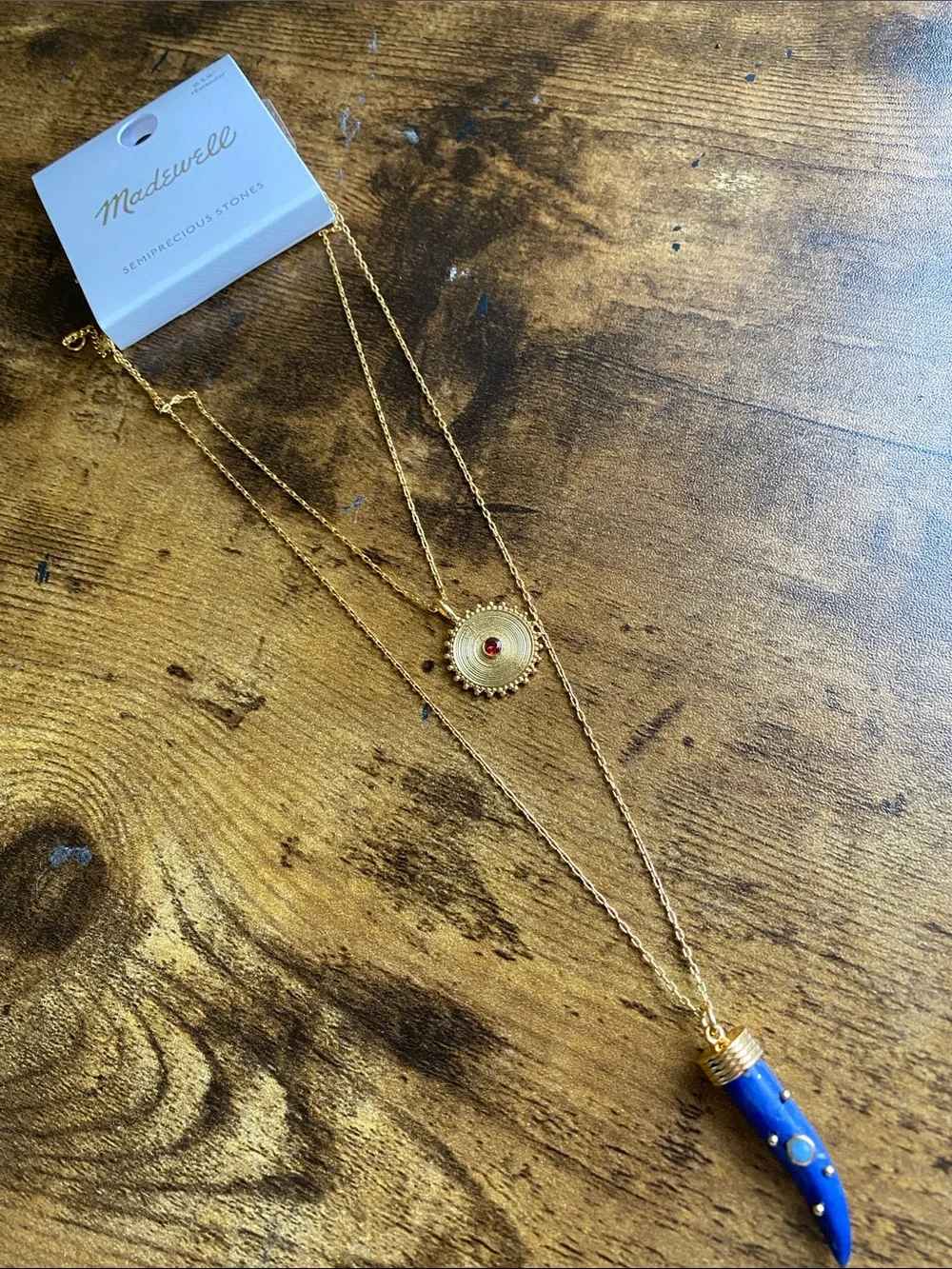 NWT MADEWELL Semiprecious Horn Charm Necklace Set - Picture 4 of 8